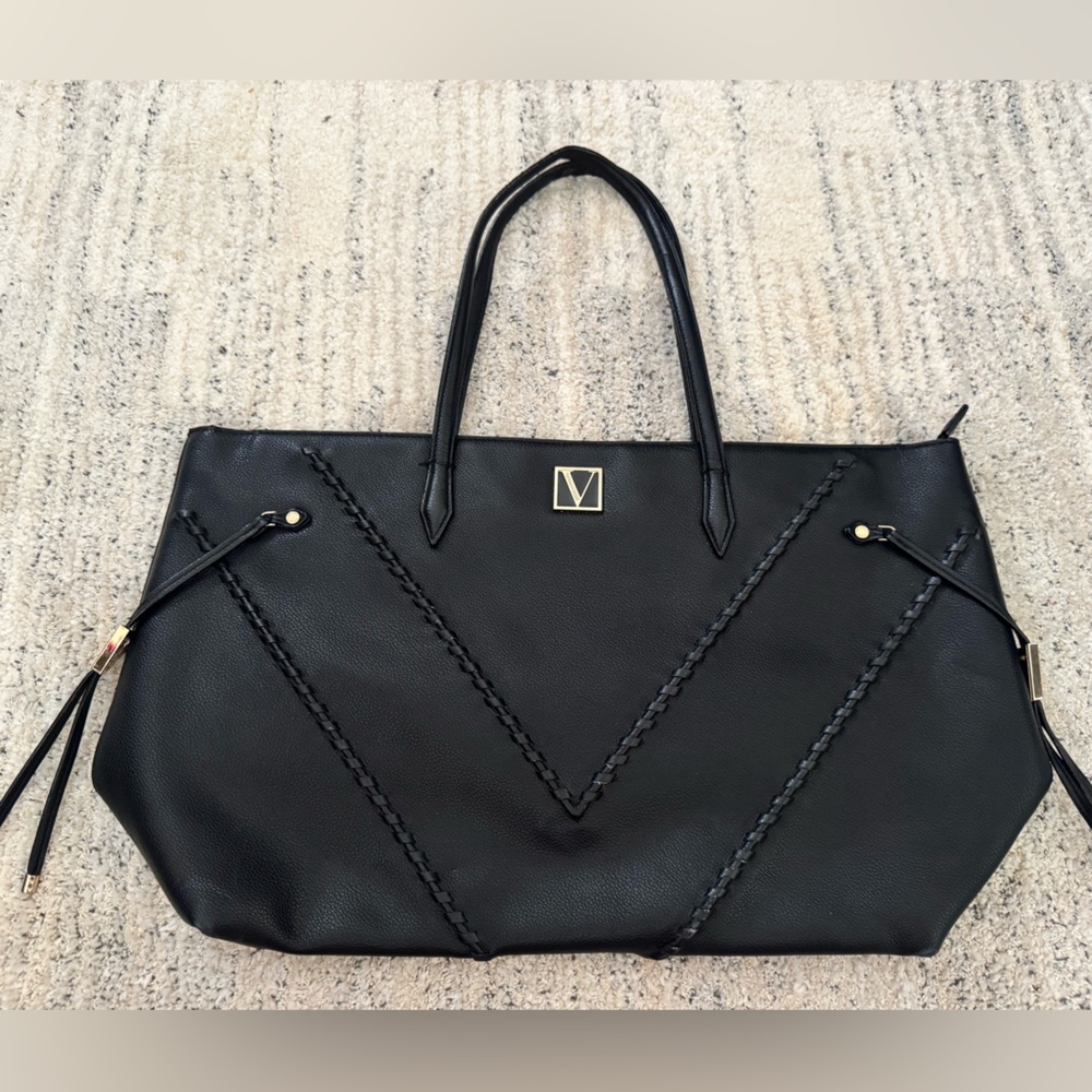 Victoria Secret Black Leather Tote Bag